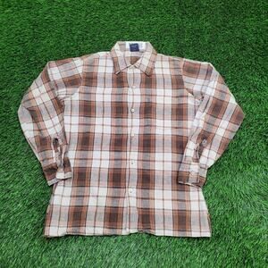 Vintage 80s Mr-Leggs Plaid Button Shirt M 15.5 20x26 Western